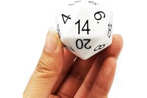 BESCON DICE Bescon Jumbo D20 38 mm, dadi Big Size 20 Lati, colore bianco massiccio, 20 facce cubo, 3,8 cm