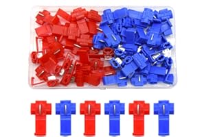 Hocansen 50 Pezzi Connettori Filo Lock Terminali Crimpare Connettore Derivazione Isolati Capicorda Elettrici Connettori Rapidi Giunzione Cavi Connettori (2XJ/Red/Blue)