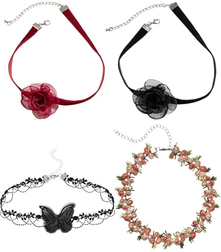 Clataly Handmade Rose Flower Collana Floral flanella Choker Collana Regolabile Wedding Bride Party Compleanno per le Donne Ragazze (Blu