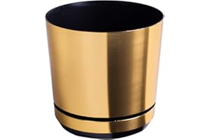 KORAD Pot de Fleur - Laiton 26 cm - Pot de Fleur avec Trous de Drainage et Soucoupe intégré, Pot de Fleur et de Plante décoratif pour l'intérieur DEKOR 26/023