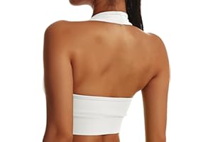 Vertvie Neckholder Sport BH Rückenfrei Fitness Bustier Damen Gepolstert Push Up BH Ohne Bügel Sport BH Top Yoga Bra Mittlerer Halt Workout
