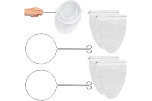 TYI Nussmilchbeutel 4 Stück Passiertuch 2 Halter Passiertuch Wiederverwendbar Nussmilchbeutel bio Waschbar Zum Filtern von veganer Nussmilch Gemüsesäften und Säften (Insgesamt 6 Stück）