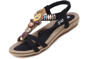 Acfoda Flache Sandalen Damen Sommer Freizeit Zehentrenner mit Weiche Fußbett, Gr.35-45