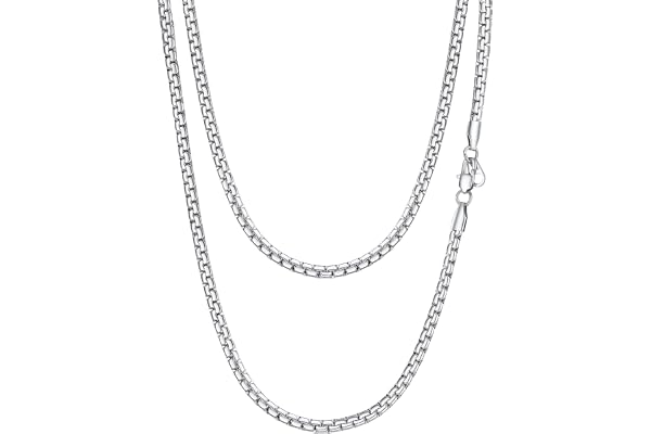 PROSTEEL 2/4/6/8 mm Chaine Acier Inoxydable pour Femme Homme, Collier Chaine Plaqué Or, Chainette Noire à Maillon Boîte Aplati - Longueur de 36/46/51/55/61/66/71/76 cm