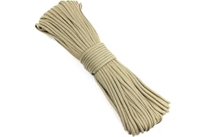 PSKOOK 100 FT (31 Meters) Paracord 7 Strand 4mm Assorted Colors of Tactical Parachute Rope for Outdoor Camping (Khaki)