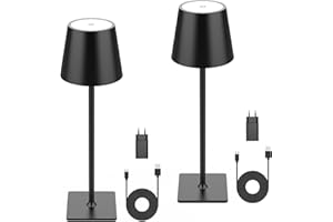 Mojimdo 64 LED Tischlampe Akku USB Aufladbar | Stufenlose Touch | Quick Charge | 1700K-6000K | Aluminium Lampe | Kabellose Tischleuchte für Wohnzimmer, Restaurant, Bars - 2er Pack