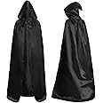 TZMFHD Black Cape, 160cm Black Cloak, Handsome and Fashion Black Hooded Cloak, Breathable and Durable Black Cloak With Hood, Cloak Used for Cosplay, Halloween, Christmas and Other Parties