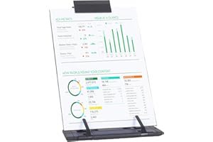 Pinkgarden Buchständer mit 7 Verstellbaren Positionen und Text hervorheben für Lehrbuch Kochbuch Musikbuch Dokument Lesen, Schwarz