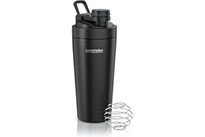 arendo Shaker per Proteine 600 ml, Acciaio Inox, Ermetico, Senza BPA, Protein Shaker, Fitness Mixer, borraccia fitness, Bottiglia per shaker per proteine, Lavabile in Lavastoviglie