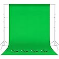 EMART 2.4x3.0m/8x10ft Green Screen Backdrop,High Density Polyester Fabric Photography Greenscreen Background with 4 Spring Clamps for Video Studio Portraits Parties