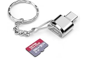 AIYEEN Adattatore per lettore di schede TF/schede di memoria Tipo C con portachiavi, lettore USB 3.0 Tipo C a Micro SD SDHC SDXC OTG, compatibile con iPhone 15 Pro Max Mac Windows Linux (Argento)