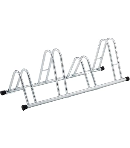Andrys - Rastrelliera Porta Biciclette A Terra Inclinato, Senza Tappi Zincato A Freddo Colore Argento 150 X 42 X 40 Cm 5 Posti 87486138