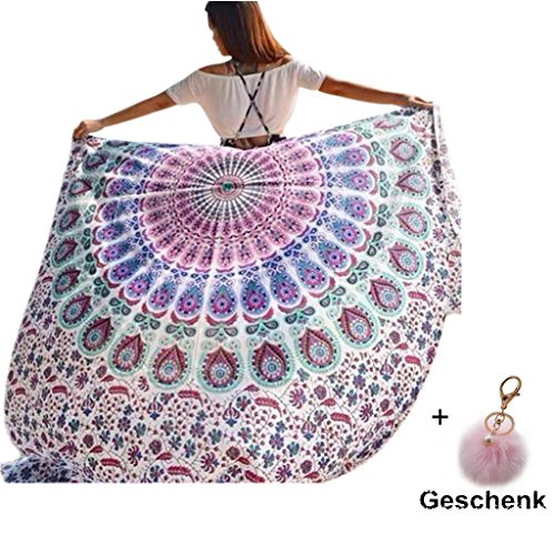 Ularma 148cmX210cm Strandtuch Rund Blumen Aufdruck Reisetuch Polyester Mehrfunktional Handtuch Bikini Überwurf Rechteckig Decke (bunt2)