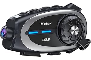 OBEST Motorradhelm Headset mit 1080P Kamera, Motorrad Bluetooth Intercom, Wasserdichte Motorrad Dashcam Recorder mit 32G TF-Karte, Helm Kabellose Kopfhörer HIFI-Stereosound für Reiten Skifahren Reisen