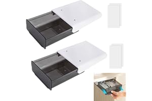 LAKSOL Cassetto Sotto Scrivania, 2 Pezzi Cassetti da Scrivania Nascosto Autoadesivo, Organizzatore Cassetti per Scrivania, Ufficio, Casa, Scuola (Nero)
