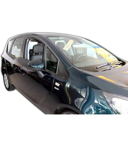 Deflettori Aria Anteriori Per Opel Meriva B 2010-2015 (5 Porte) - Paravento Parapioggia In PMMA, Kit 2 Pezzi Con Guanti - 4