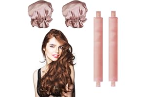 RHHGHY Set De 2 Pièces Heatless Hair Curlers, Boudin Cheveux Boucle Sans Chaleur, Boucles Sans Chaleur Boudin Soie, Boucle Sans Chaleur Boudin, Boucleur A Cheveux Sans Chaleur (rose, Moyen)