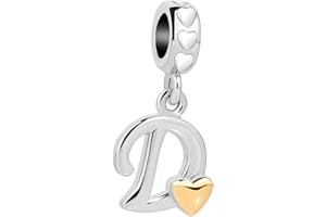 MiniJewelry Women A to Z Letters Initials Charms for Bracelets Necklaces Girls Name Alphabet with Love Heart Pendant Crystal Clear CZ