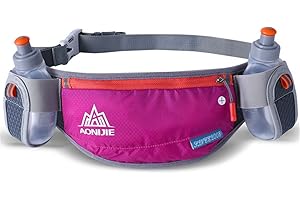 AONIJIE Männer Frauen Sport Trinkgürtel mit 2 Stücke Trinkflaschen Hüfttasche Geeignet für Einstellbarer und stabil Taille Pack (Rosa)