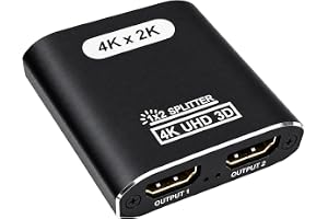 HDMI-splitter 1 in 2 Ut 4K@60Hz Aluminium HDCP 1.4 3D 1080P För 2 Monitorer | Plug & Play, Alu, HDCP 1.4, 3D, UHD, 1080P, kompatibel med TV/monitor/projektor/spel, spegling (ingen utökad skrivbordsyta))
