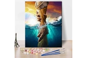 TISHIRON Pintura por números Jesús cristiano kits de pintura por números para adultos y niños en lienzo, decoración de pared con pinceles, sala de estar, 16x20 pulgadas