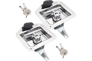 MENAYODA 2 Unidades de cerradura de caja de herramientas de camión, herramientas de bloqueo de mango en forma de T, herramientas de bloqueo de mango plegable en forma de T de acero inoxidable con 2 llaves para