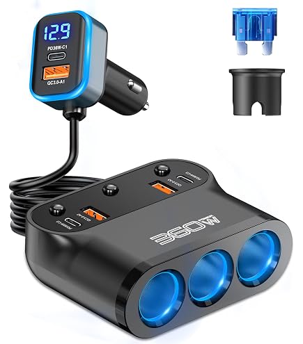 TURBOCAR Multiprise Allume-Cigare 2 Ports 12V + 2 Ports USB - Câble 1.25m