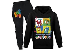 Jicahond Kids Number Printing Boys Girls Cartoon Hoodie and Joggers 2pcs Set