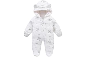 WYTbaby Dziecięcy kombinezon śniegowy z polaru, kombinezon niemowlęcy na zimę, jesień, ciepły kombinezon dla chłopców i dziewczynek, 0-12 miesięcy