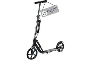 HUDORA BigWheel 205 Scooter - Trottinette Stable en Aluminium - Trottinette de Ville Ajustable en Hauteur & Pliable avec béquille - Trottinette Sportive pour Enfants & Adultes jusqu'à 100kg