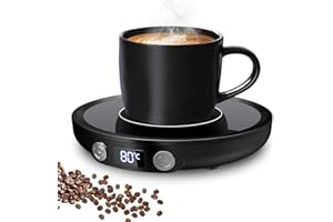 Tassenwärmer,MQFORU Kaffeetassenwärmer,Tassenwärmer mit 3 Temperaturstufen,2-12H Zeitschaltuhr 4 Stunden automatische Abschaltung Kerzenwärmer Platte,Getränkewärmer für Kaffee,Tee,Kerze,Schwarz