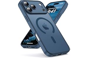 Oududianzi-Funda para iPhone 17 Pro MAX Compatible con MagSafe, Funda Trasera Translúcida de PC, TPU Silicona Bumper, Carcasa de Protección Militar Anti-Choques Antigolpes-Azul