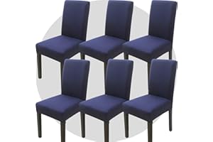 ZHILING Stuhlhussen Bezüge Set von 6 Super Fit Stretch abnehmbare waschbare Esszimmerstuhl Protector Cover Sitzbezug für Hotel, Esszimmer, Zeremonie, Bankett Hochzeitsfeier(Marineblau)