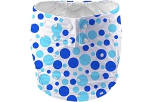 ‎CUTIEPLUSU CutiePlusU Erwachsene Stoffwindel Waschbar Tasche Windel Abdeckung Einstellbar Wiederverwendbar Atmungsaktiv Auslaufsicher - Blaue Punkte