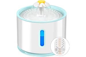 AQXONG Fontanna do picia dla kota 2,4 l, super cicha fontanna dla zwierząt z oświetleniem LED, wielokrotna filtracja, trzy tryby przepływu wody