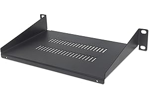 ‎INTELLINET Intellinet 10" 25,4 cm Fachboden zur Frontmontage 1 HE ( Montage an den beiden vorderen Profilschienen) 150 mm tief perforiert schwarz 714839