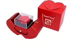 MEMOEVER Flowers Rose Apple Presents Box with I Love You Necklace in 100 Languages, Eternal Rose Present for Women, Mum, Wife, Girlfriend on Birthday, Anniversary, Valentine's Day, Mother's Day, Christmas