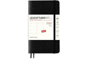 ‎LEUCHTTURM1917 LEUCHTTURM1917 367678 Wochenkalender, Softcover, Pocket (A6) 2024, 12 Monate, Schwarz, Englisch