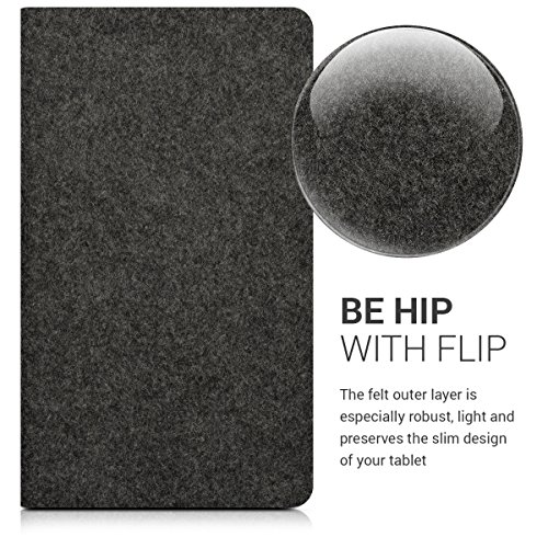 kwmobile Hülle für Huawei MediaPad M3 8.4 – Tabletcover Slim Case Tablet Schutzhülle – Smart Cover Tabletcase Filz Design Dunkelgrau - 2