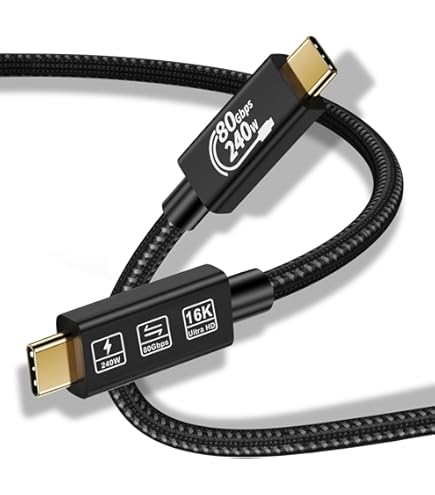 Hannord USB4 Extension Cable [3.3 Ft]8K 240W 40Gbps Thunderbolt 4 USB C Extender 8K@60Hz Type C Video Cord Data Transfer Compatible For USBC Hub/iPhone16/MacBook/iPad