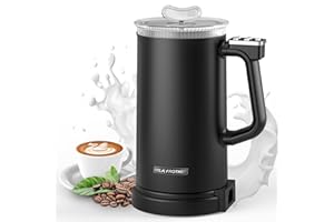 BNEHHOV Montalatte elettrico 5 in 1, 600 W, 350 ml, in acciaio inox, spegnimento automatico per schiuma di latte calda e fredda, rivestimento antiaderente per cacao macchiato
