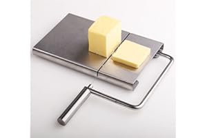 TAMUME Acero Inoxidable Tabla de Quesos con Cortando Los Alambres para Cortaquesos y Queso Planer Tablas de Queso Máquina de Cortar Jamón (Silver)