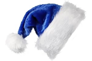 VEYLIN Father Christmas Hat Blue Santa Hats Large for Adults Men Women Thickened Warm Christmas Party Hats