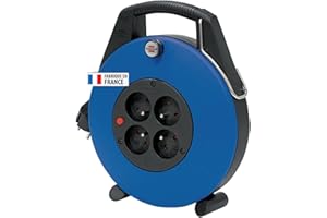 Brennenstuhl Enrouleur de câble domestique Confort-Line 10m, Fabrication Française 1102731 Noir/Bleu