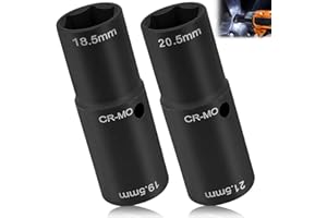 BHHTBB Radmuttern Nuss 19,5 18,5 20,5 21,5 mm Doppelkopf Radmutternschlüssel Für Ford Nuss, 1/2" Chrom-Molybdän-Stahl Felgen-Kraft-Stecknuss-Satz Kompatibel mit Ford Land Rover