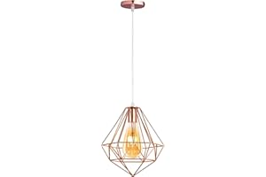 PETITES ECREVISSES E27 Suspension Lustre Métal Moderne Luminaire Industrielle, Lampes de Plafond Abat-Jour 26cm Forme Diamant Métal Décoration d'éclairage pour Cuisine Chambre Escalier(1pcs)