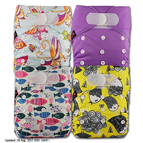 LittleBloom, Reusable Pocket Cloth Nappy, Fastener: Hook-Loop, Set of 4