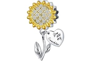 YOUFENG JEWELLERY Sunflower Charm Fit for Pandora Charms Bracelet and Necklace You Are My Sunshine Charm Gifts for Woman Sparkling AAA Zircon Paved