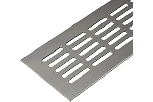 Gedotec Reja de ventilación cuadrada de aluminio | 1 pieza Reja de escape con acabado en acero inoxidable 800 x 80 mm | Reja de puerta de aluminio para interior y exterior | Reja de ventilación