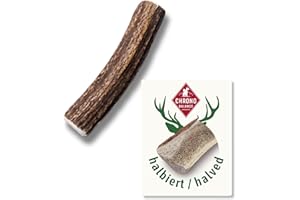 ChronoBalance-S Bois de Cerf pour Chien, Lot de 1, Coupé en Deux, Snack 100% Naturel, Soin Dentaire, Jouet pour Chiens, Os sans Produits Chimiques